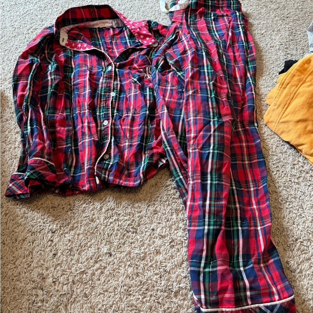 Victoria's Secret Red and Blue Plaid Kids Pajama Set
